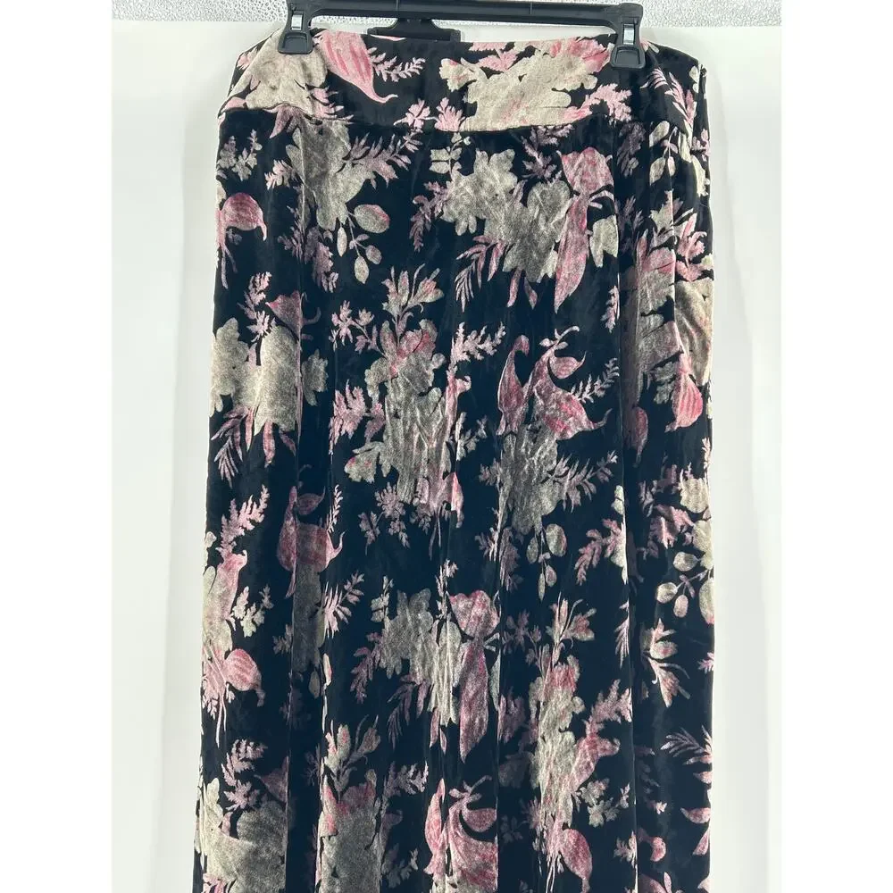 Boston Proper Velvet Floral High Low Skirt Size 12 Fairy Whimsy Dark Romantic